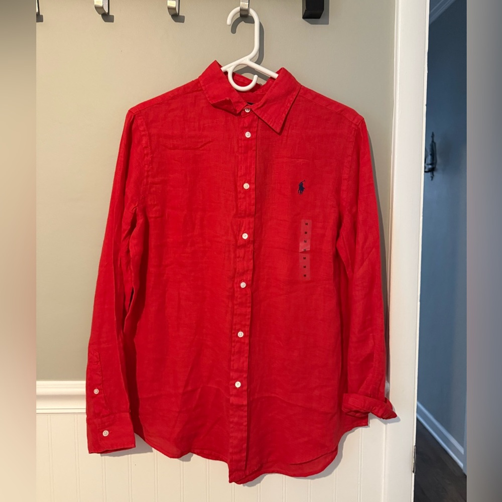 Polo by Ralph Lauren Women’s Red linen Button-Down Shirt